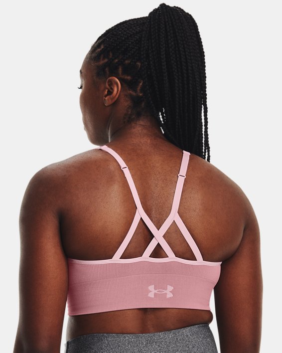 Women's UA Seamless Low Longline Rib Sports Bra, Pink, pdpMainDesktop image number 1